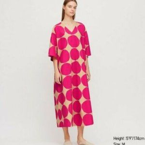 Sold Out Marimekko x Uniqlo Pink Tan Dots Dress M